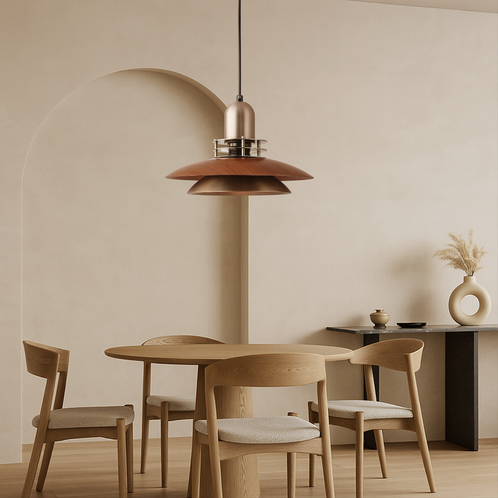 Tenora | Walnut Wood Low-Profile Hanging Pendant Light 3