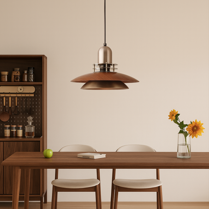 Tenora | Walnut Wood Low-Profile Hanging Pendant Light 4