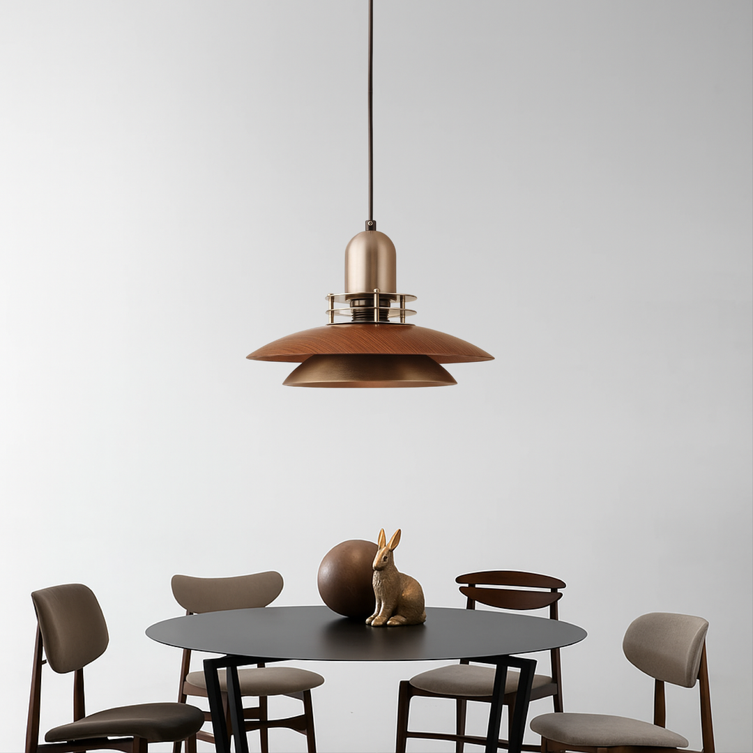 Tenora | Walnut Wood Low-Profile Hanging Pendant Light 5