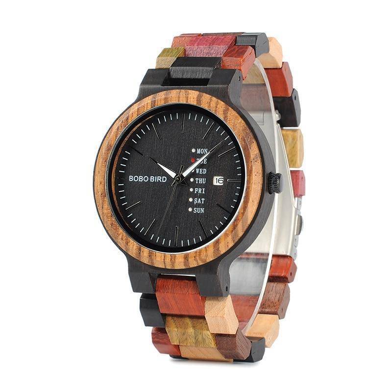 TimberCraft | Elegant Wooden Quartz Men's Watch with Date Display 0