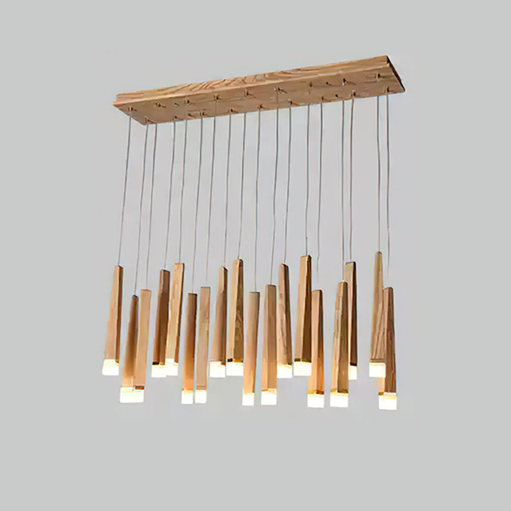 TimberGlow | Modern Elegant Wooden Dining Room Chandelier Light 12