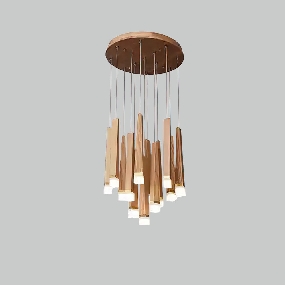TimberGlow | Modern Elegant Wooden Dining Room Chandelier Light 13