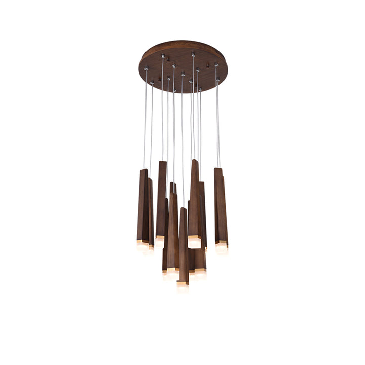 TimberGlow | Modern Elegant Wooden Dining Room Chandelier Light 24