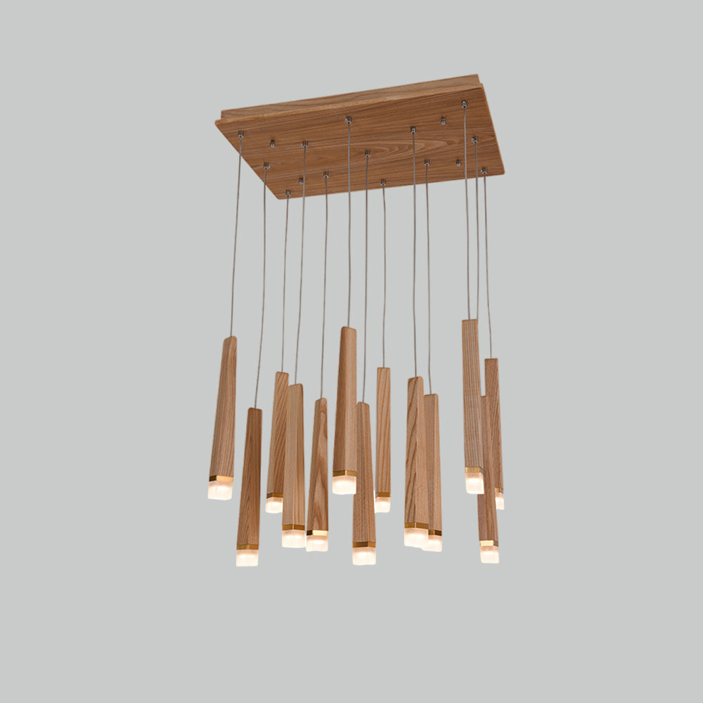TimberGlow | Modern Elegant Wooden Dining Room Chandelier Light 25