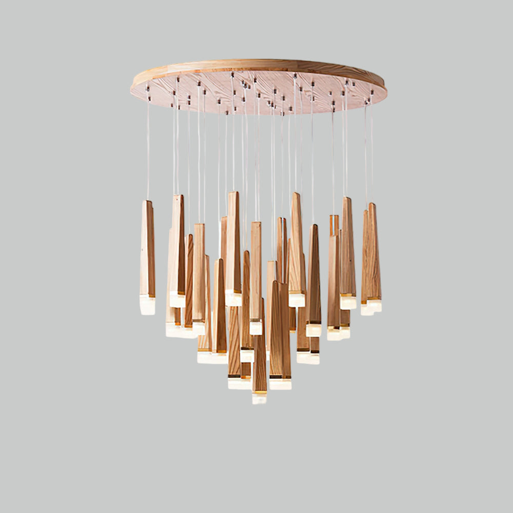 TimberGlow | Modern Elegant Wooden Dining Room Chandelier Light 34