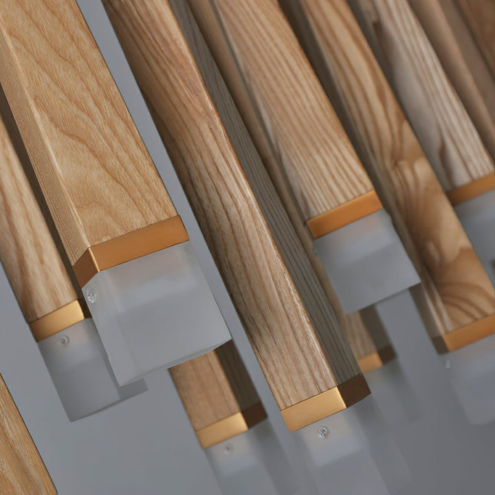 TimberGlow | Modern Elegant Wooden Dining Room Chandelier Light 8