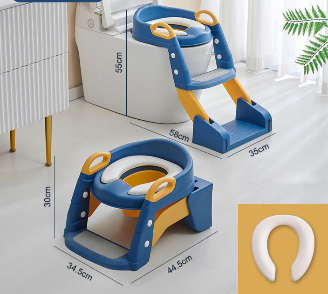 Toddler Potty Training Toilet Seat Adjustable Safe Plastic with Steps 0