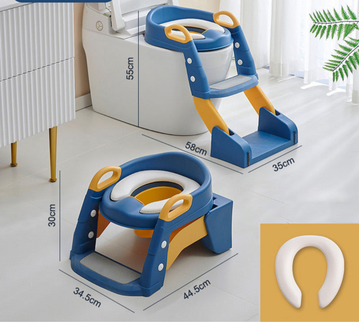 Toddler Potty Training Toilet Seat Adjustable Safe Plastic with Steps 0