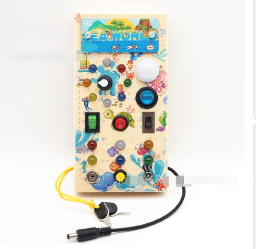 Toddler’s Interactive Game Board Montessori Wooden Toy with LED Lights and Switches 0