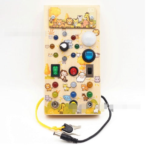 Toddler’s Interactive Game Board Montessori Wooden Toy with LED Lights and Switches 3