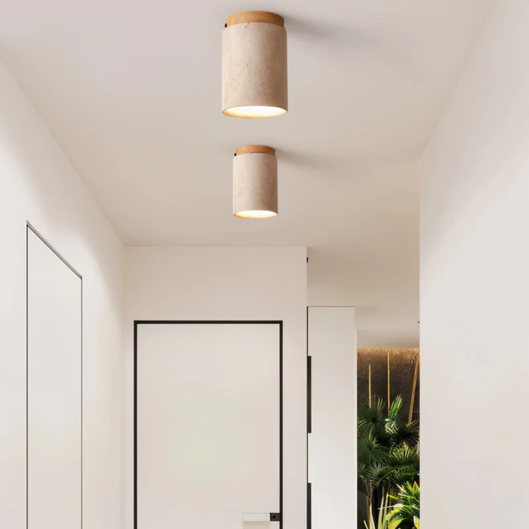 TravertineGlow | Elegant Minimalist Cylindrical Ceiling Lamp 3