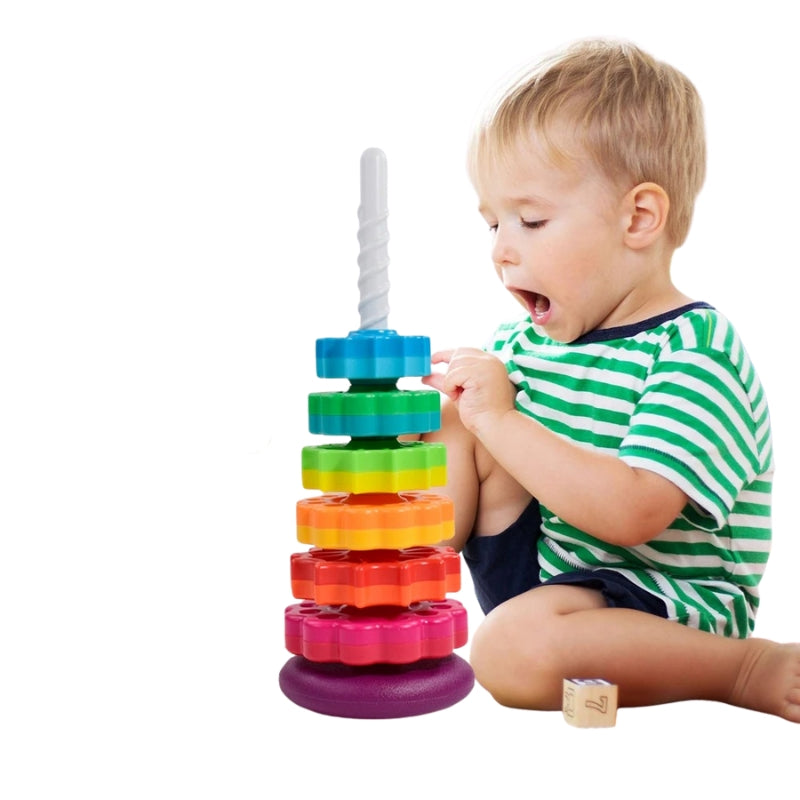 TumbleTwirls – Rotating Disc Stacking Tower with Spinning Action for Toddlers 1