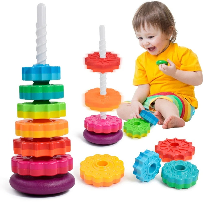 TumbleTwirls – Rotating Disc Stacking Tower with Spinning Action for Toddlers 2