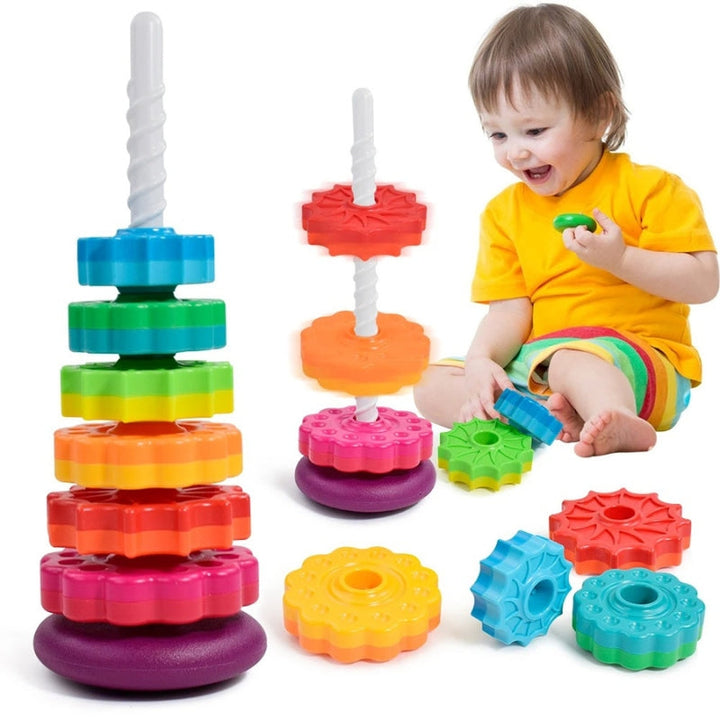 TumbleTwirls – Rotating Disc Stacking Tower with Spinning Action for Toddlers 2