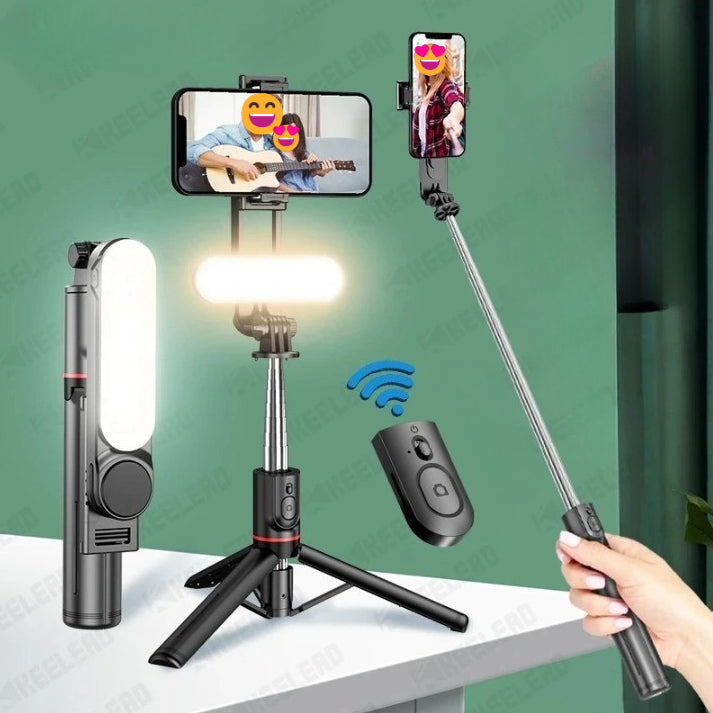 Ultra Foldable Integrated Lighting Selfie Stick Tripod with Ergonomic Handle – Perfect for Day and Night Photography 0