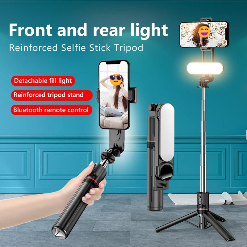 Ultra Foldable Integrated Lighting Selfie Stick Tripod with Ergonomic Handle – Perfect for Day and Night Photography 1