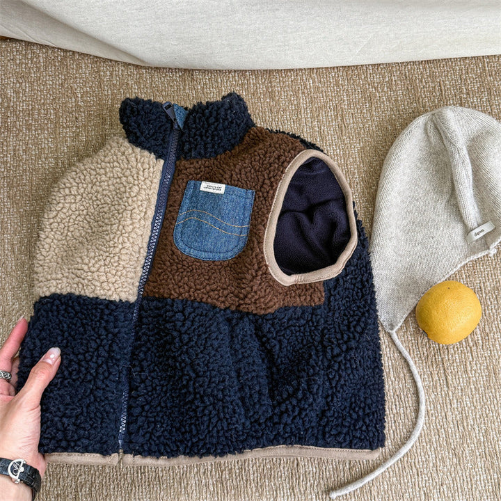 Unisex Bodywarmer Gilet Soft Sherpa Fleece Denim Details for Kids 0-6 Years 0
