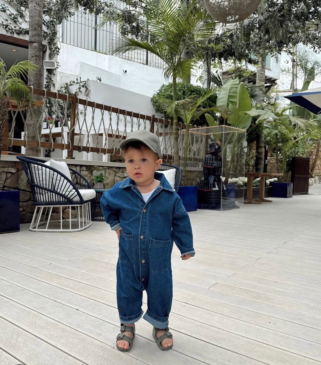 Unisex Denim Overall Kinderen 0-4 Jaar Lichtblauw Katoen Ademend 0