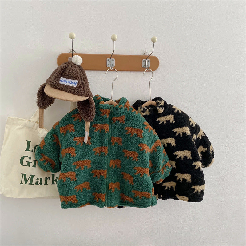 Unisex Fleece Vest Berenmotief Zwart Groen Zacht en Ademend voor Kinderen 1-6 Jaar 2