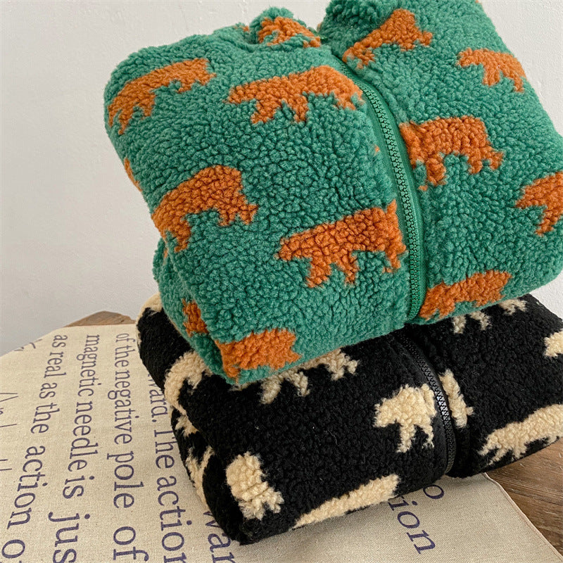 Unisex Fleece Vest Berenmotief Zwart Groen Zacht en Ademend voor Kinderen 1-6 Jaar 4