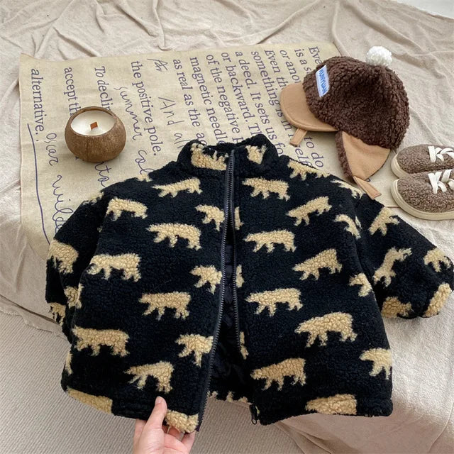 Unisex Fleece Vest Berenmotief Zwart Groen Zacht en Ademend voor Kinderen 1-6 Jaar 6