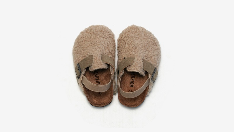 Unisex Slip-Ons Lambskin Beige/Brown Comfortable for Kids Size 20-34 8