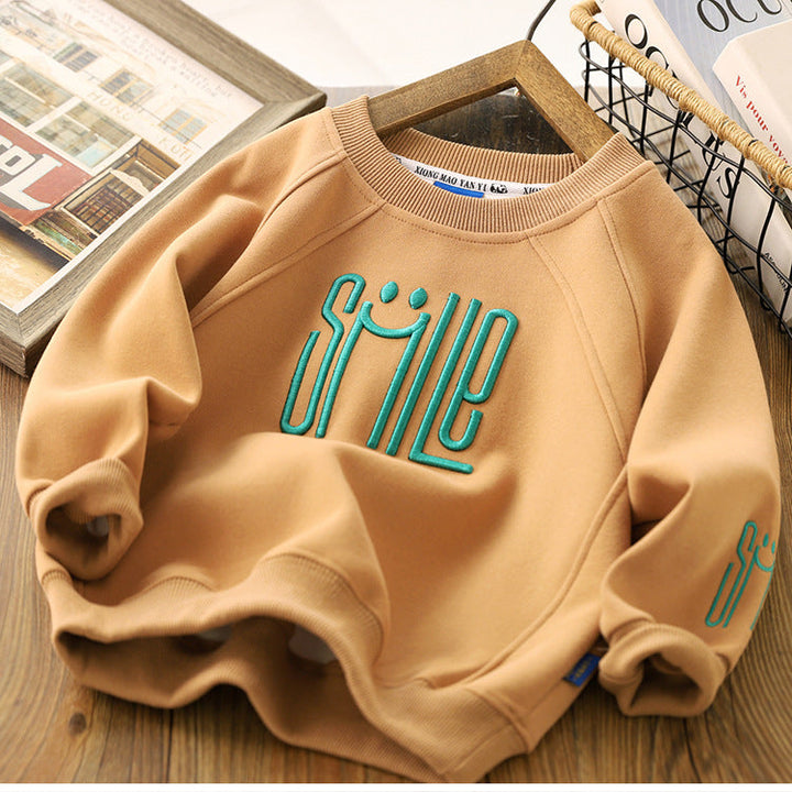Unisex Kinder Sweater Smile Print Groen/Bruin/Wit Katoen 80% Katoen 20% Polyester Maat 110-160 4