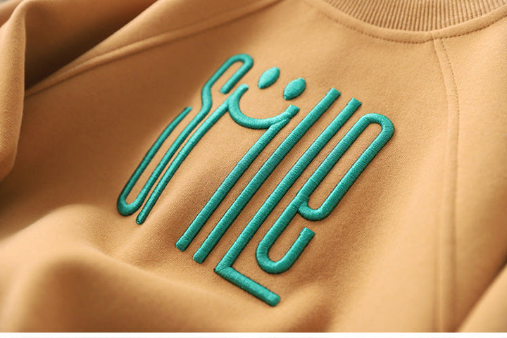 Unisex Kinder Sweater Smile Print Groen/Bruin/Wit Katoen 80% Katoen 20% Polyester Maat 110-160 5