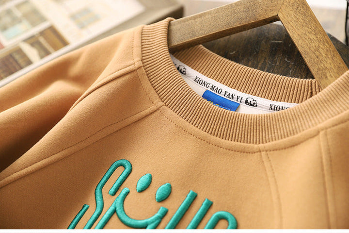 Unisex Kinder Sweater Smile Print Groen/Bruin/Wit Katoen 80% Katoen 20% Polyester Maat 110-160 6