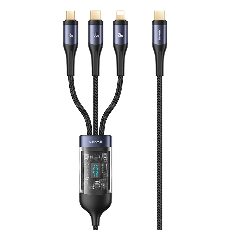 Universal 3-in-1 Fast Charging Cable with Digital Display – 66W Power for All Devices 5