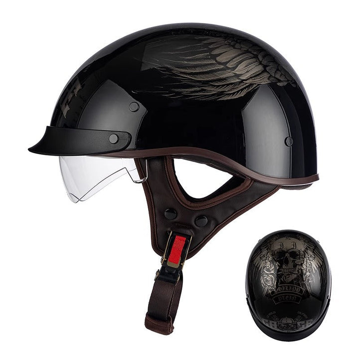 UrbanCruiser Half Helmet – Features an Integrated Visor, Quick Release Buckle, and Removable Liner for Comfortable Half Shell Motorcycle Riding in the City. 2