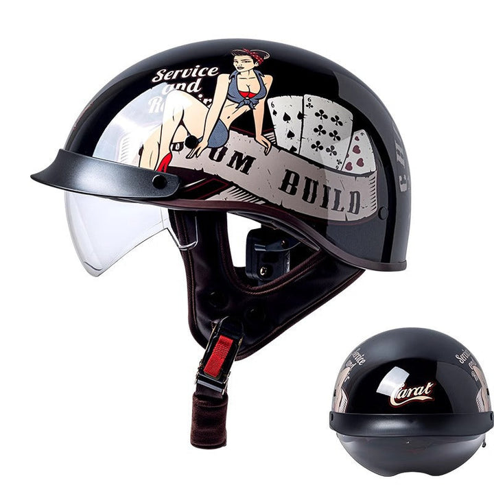 UrbanCruiser Half Helmet – Features an Integrated Visor, Quick Release Buckle, and Removable Liner for Comfortable Half Shell Motorcycle Riding in the City. 3