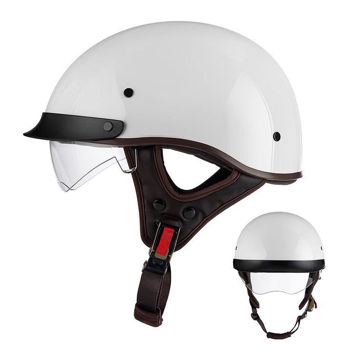 UrbanCruiser Half Helmet – Features an Integrated Visor, Quick Release Buckle, and Removable Liner for Comfortable Half Shell Motorcycle Riding in the City. 4