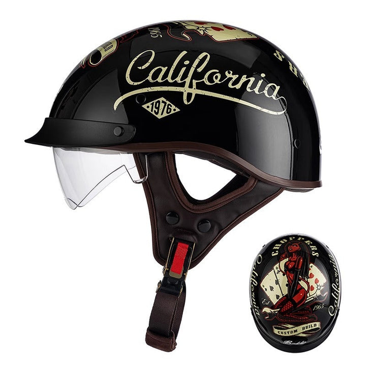 UrbanCruiser Half Helmet – Features an Integrated Visor, Quick Release Buckle, and Removable Liner for Comfortable Half Shell Motorcycle Riding in the City. 7