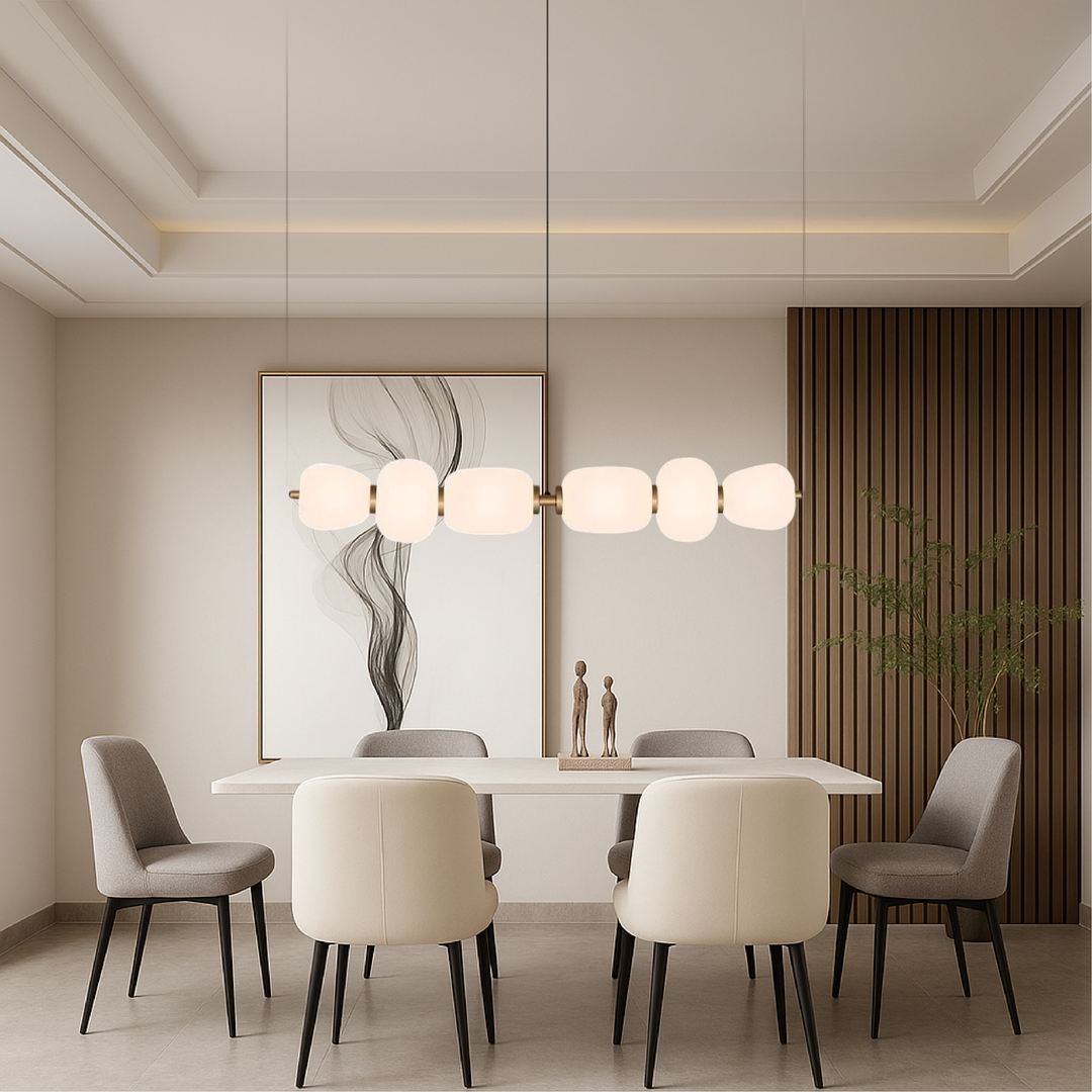 Vareli | Minimalist Bar Pendant Light in White Glass 2