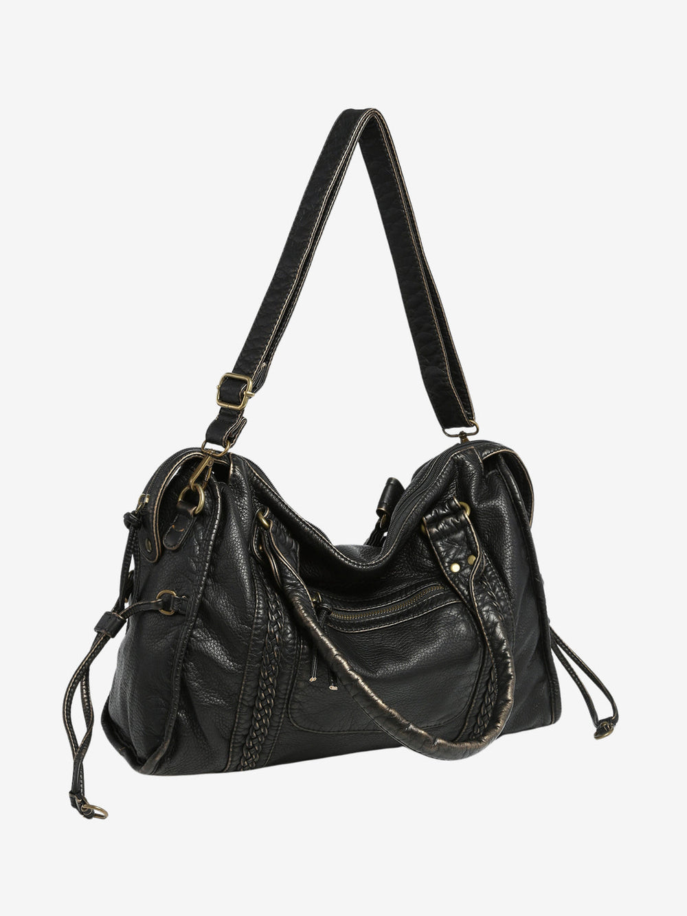 VeganAura | Elegant Black Shoulder Bag for Women with Versatile Carrying Options 1