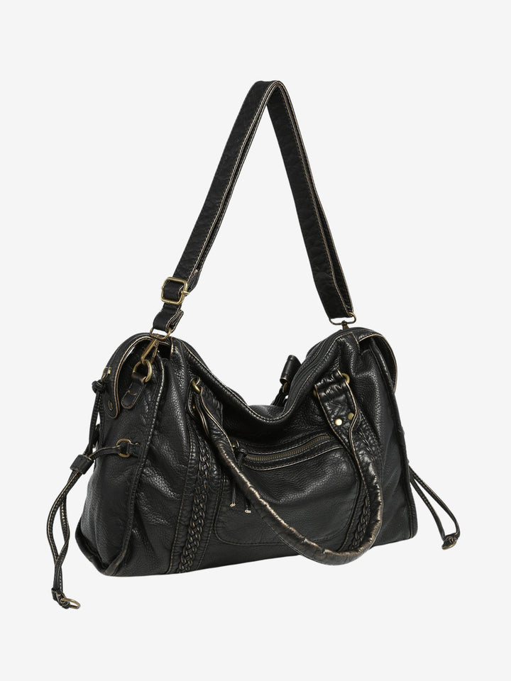 VeganAura | Elegant Black Shoulder Bag for Women with Versatile Carrying Options 1