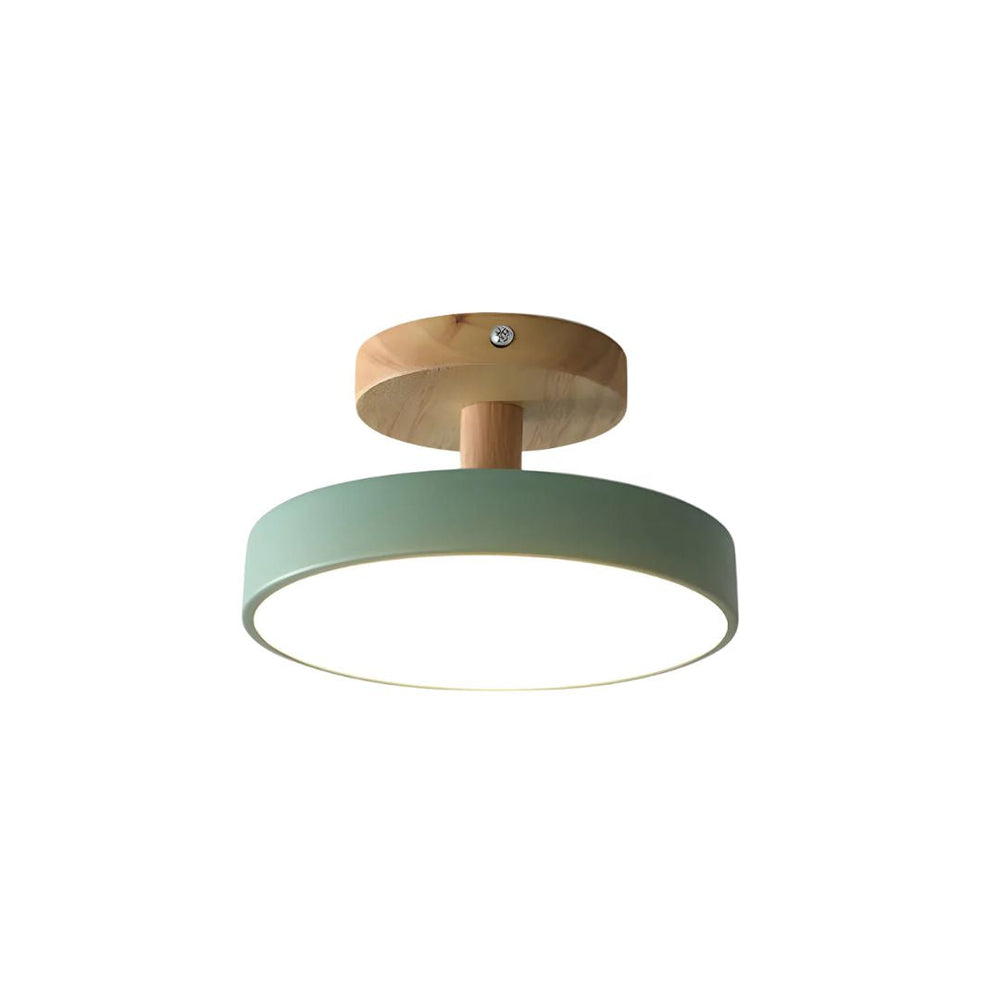 VerdantGlow | Stylish Compact LED Flush Ceiling Light with Wooden Base 1