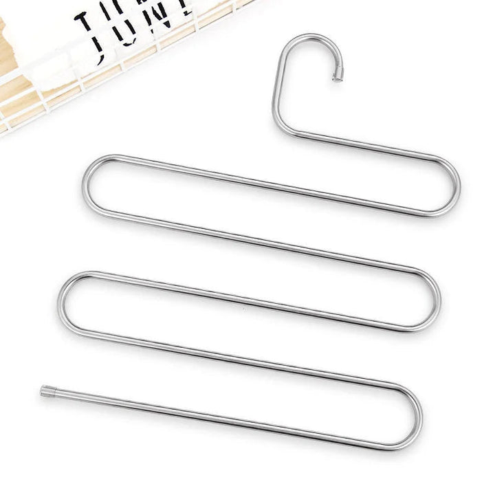 Versatile 5-Layer Stainless Steel S-Shaped Clothes Hanger – Maximize Closet Space for Neat Organization 5