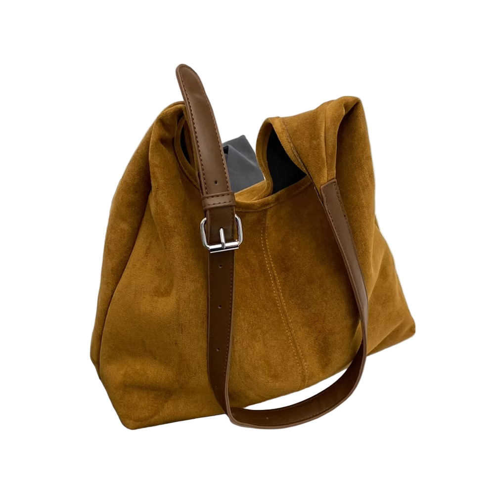 Versatile Suede Handbag – High Capacity Trunk Style with Adjustable Strap for Elegant Everyday Outfits 0