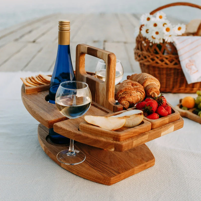 VinoTable | Elegant Portable Wooden Picnic Wine Table 2
