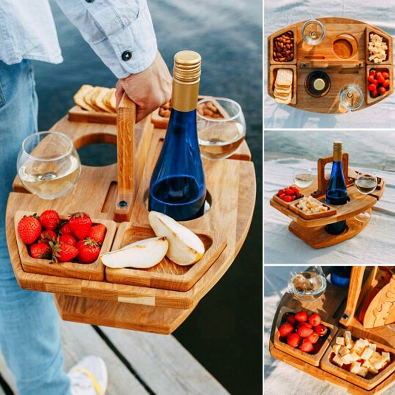 VinoTable | Elegant Portable Wooden Picnic Wine Table 3