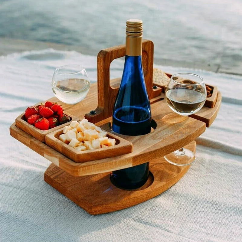 VinoTable | Elegant Portable Wooden Picnic Wine Table 7