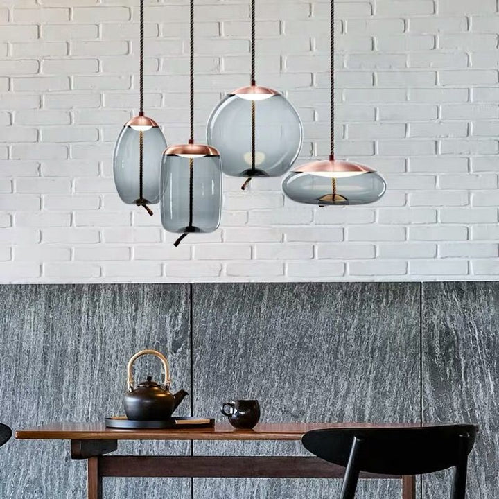Volith | Hemp Rope Pendant Light in Rose Gold Style 3
