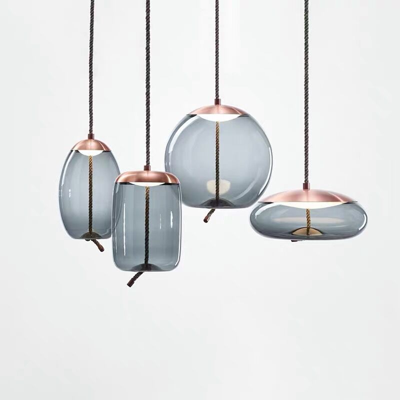 Volith | Hemp Rope Pendant Light in Rose Gold Style 4