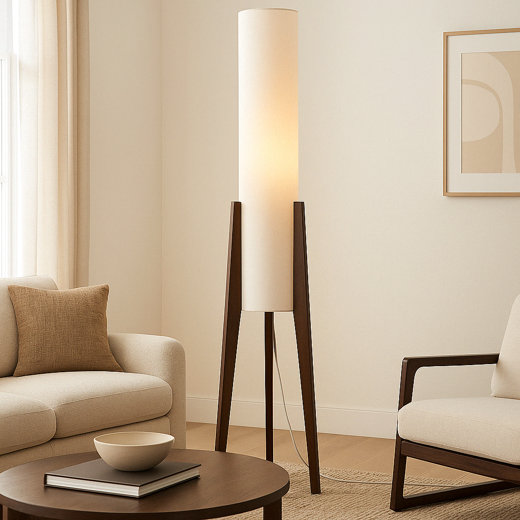 WalnutAura | Elegant Modern Solid Wood Floor Lamp with LED Light 1