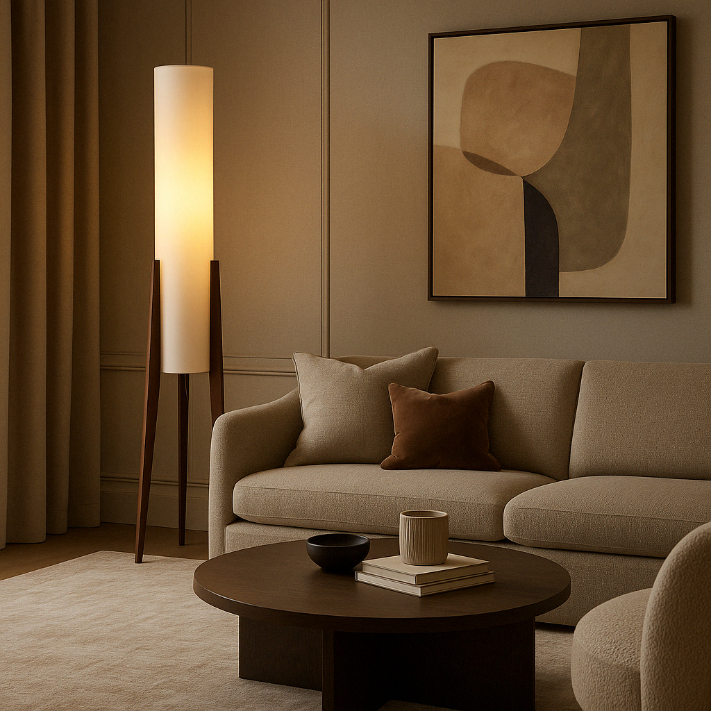 WalnutAura | Elegant Modern Solid Wood Floor Lamp with LED Light 2
