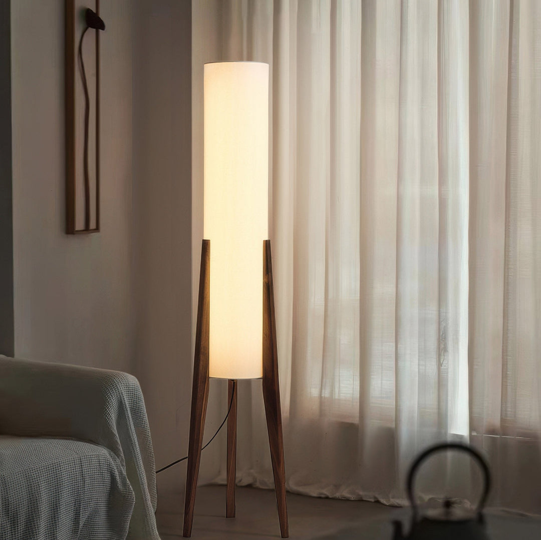 WalnutAura | Elegant Modern Solid Wood Floor Lamp with LED Light 3
