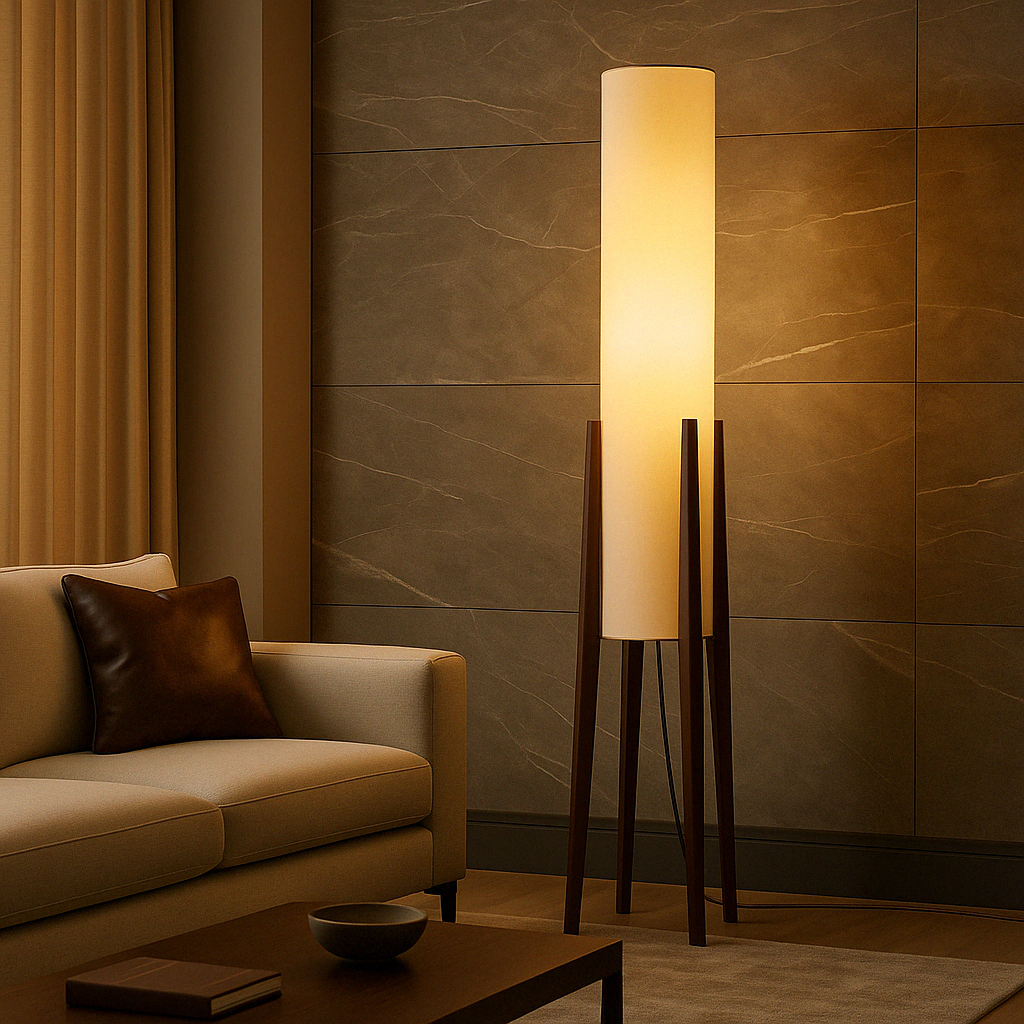 WalnutAura | Elegant Modern Solid Wood Floor Lamp with LED Light 4