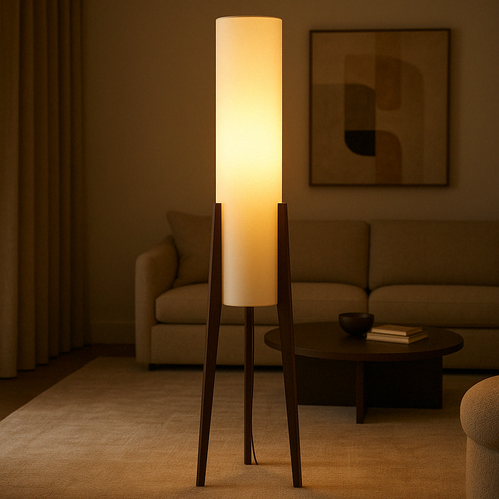 WalnutAura | Elegant Modern Solid Wood Floor Lamp with LED Light 5